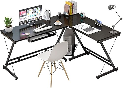 PEVSCO Escritorio moderno minimalista para computadora de escritorio escritorio de esquina para computadora portátil estación de trabajo de PC en