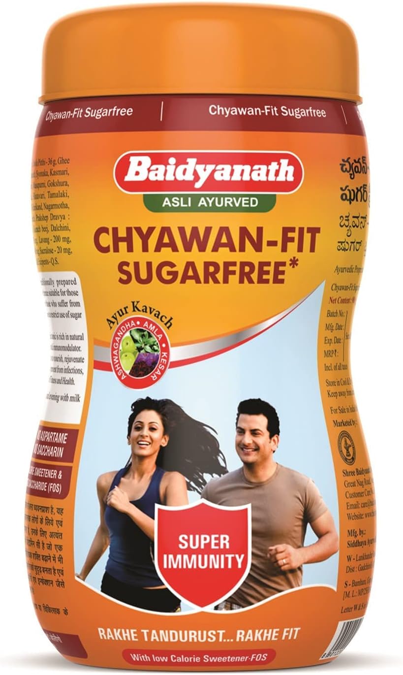 Baidyanath Asli Ayurved Chyawan-Fit Sugarfree Chyawanprash 1 Kg – Enriched with Ashwagandha, Amla & Kesar, 35 Ayurvedic Herbs– Boosts Physical Strength, Energy & Immunity