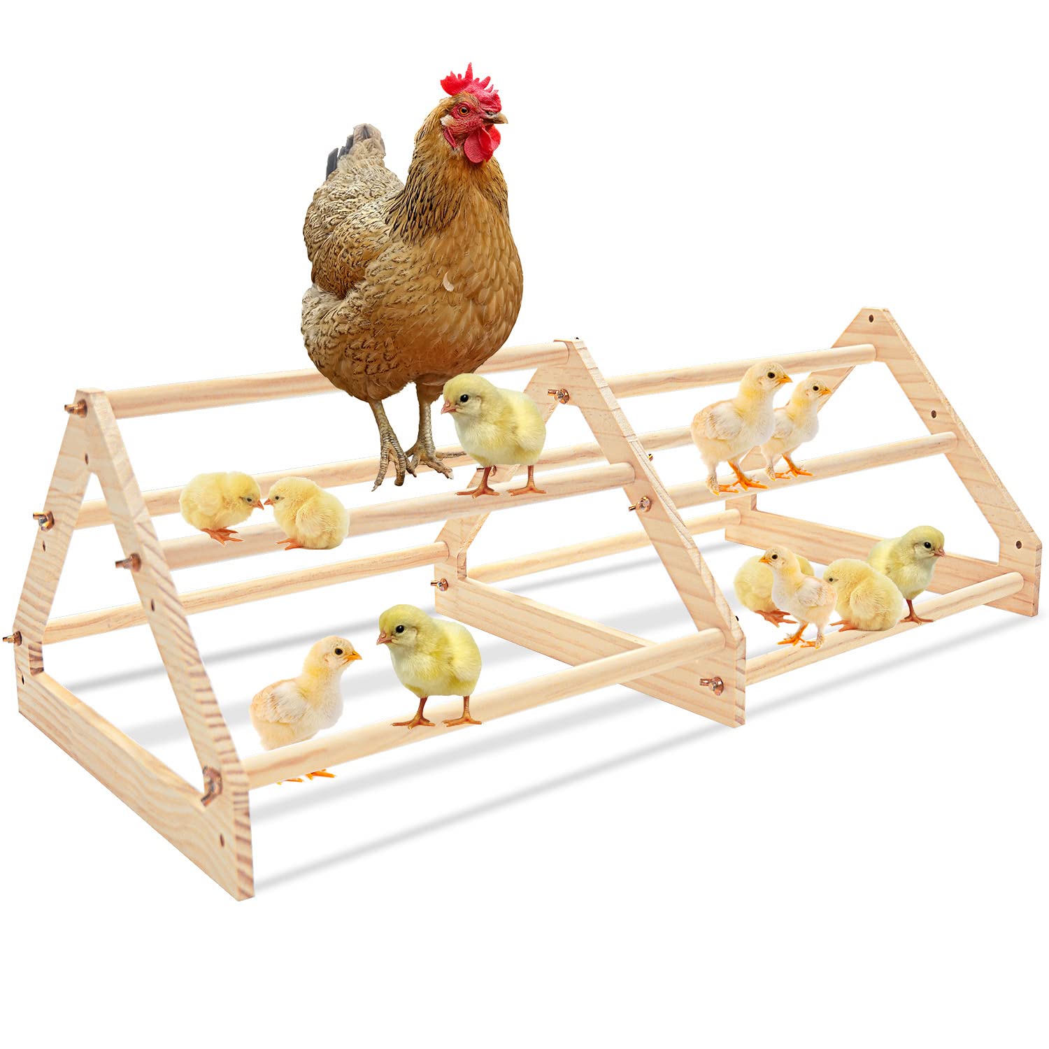 Large Chick Perch Chicken Roosting Perch for Coop and Brooder, Chick Wooden Perch Training Chicken Stand Toy for Hens Baby , 28" x 13" x 8"