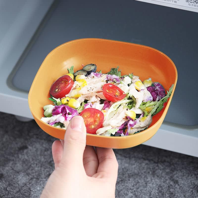 Vista 7 de 6 platos cuadrados ligeros de 5.5 pulgadas, platos profundos, vajilla de campamento para servir pasta y fruta (naranja)