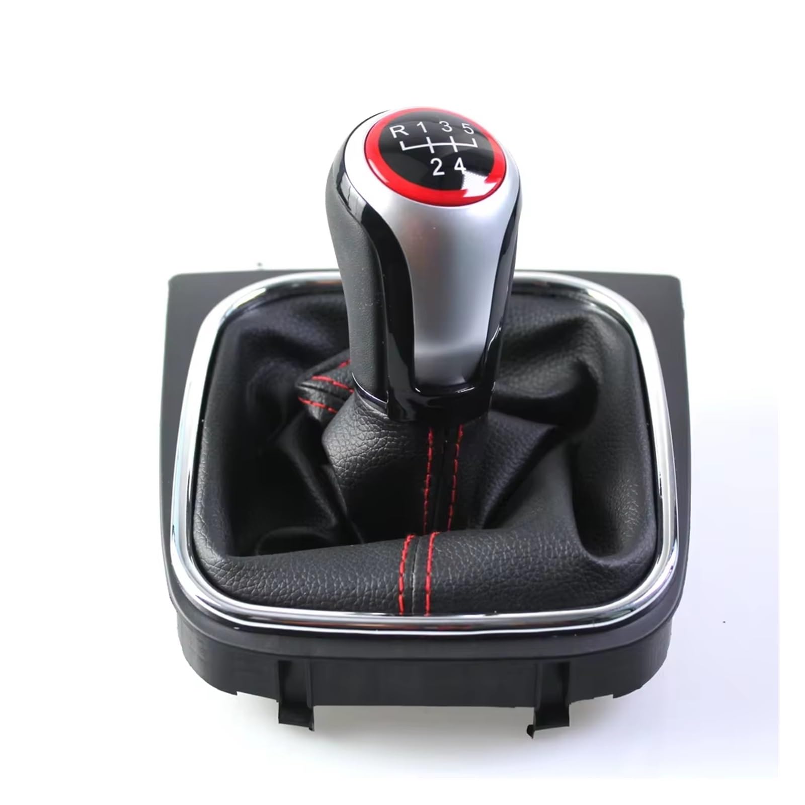 Qwqaab 5 Speed Manual Gear Knob Manual 5/6 Speed Gear Shift Knob 12Mm Pu Gaiter Boot Cover For Volkswagen For Vw For Golf 5 Mk5 For 6 Mk6 For Jetta For Scirocco(5 Speed)