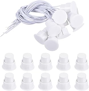 PATIKIL Magnetic Reed Switch, 10 Pack NC Wired Recessed Door Sensor Window Contact Switch for Alarm System, White