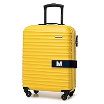 WITTCHEN Valigia da Cabina Trolley Bagaglio a Mano a rotelle piccola Trolley guscio duro ABS 4 ruote spinner Serratura a combinazione Maniglia telescopica Groove Line giallo Ryanair, ITA Airways
