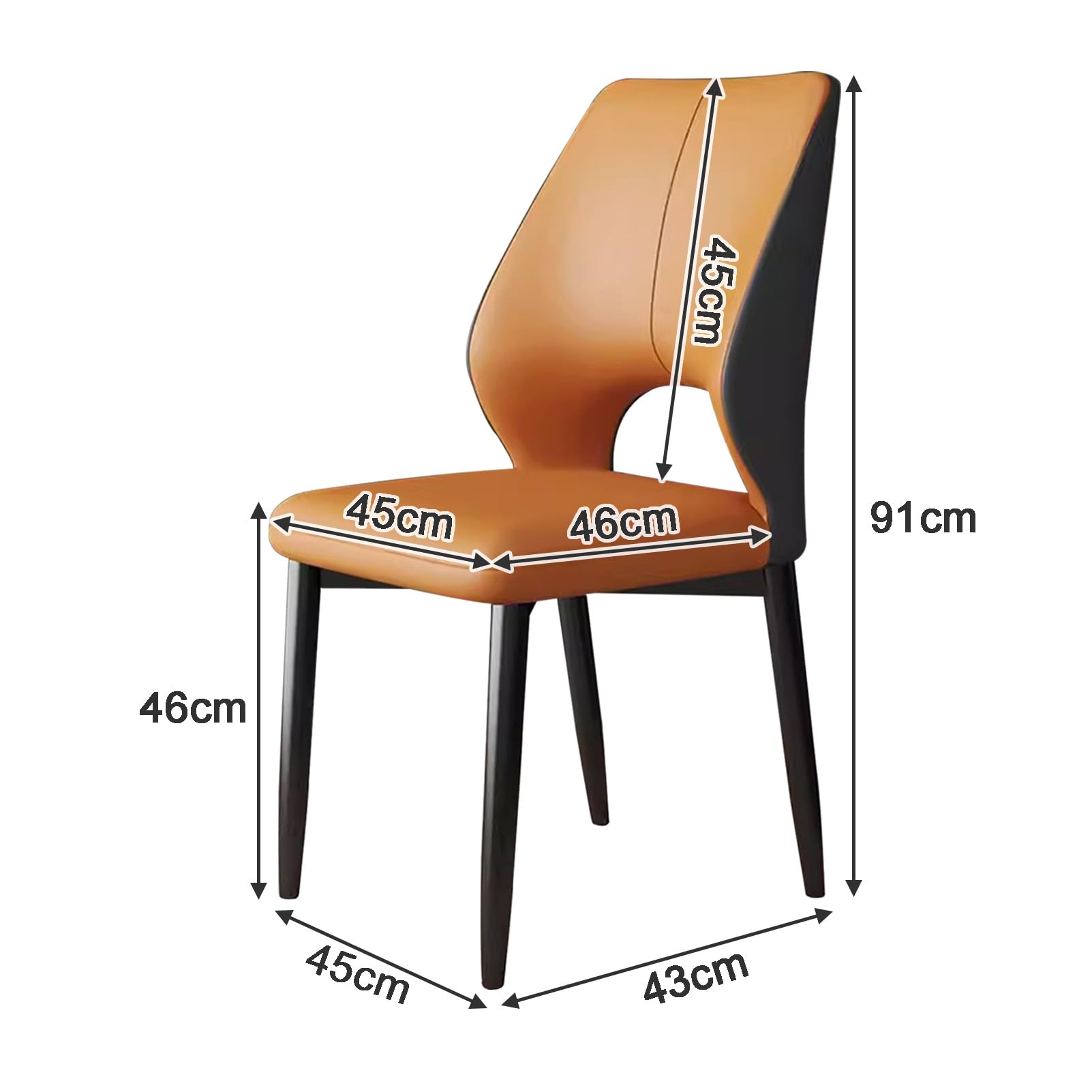 Elegantes sillas de comedor tapizadas, sillas laterales de cocina sin brazos de piel sintética con patas de metal, asiento perfecto para comedor, sala de estar, dormitorio y restaurante.