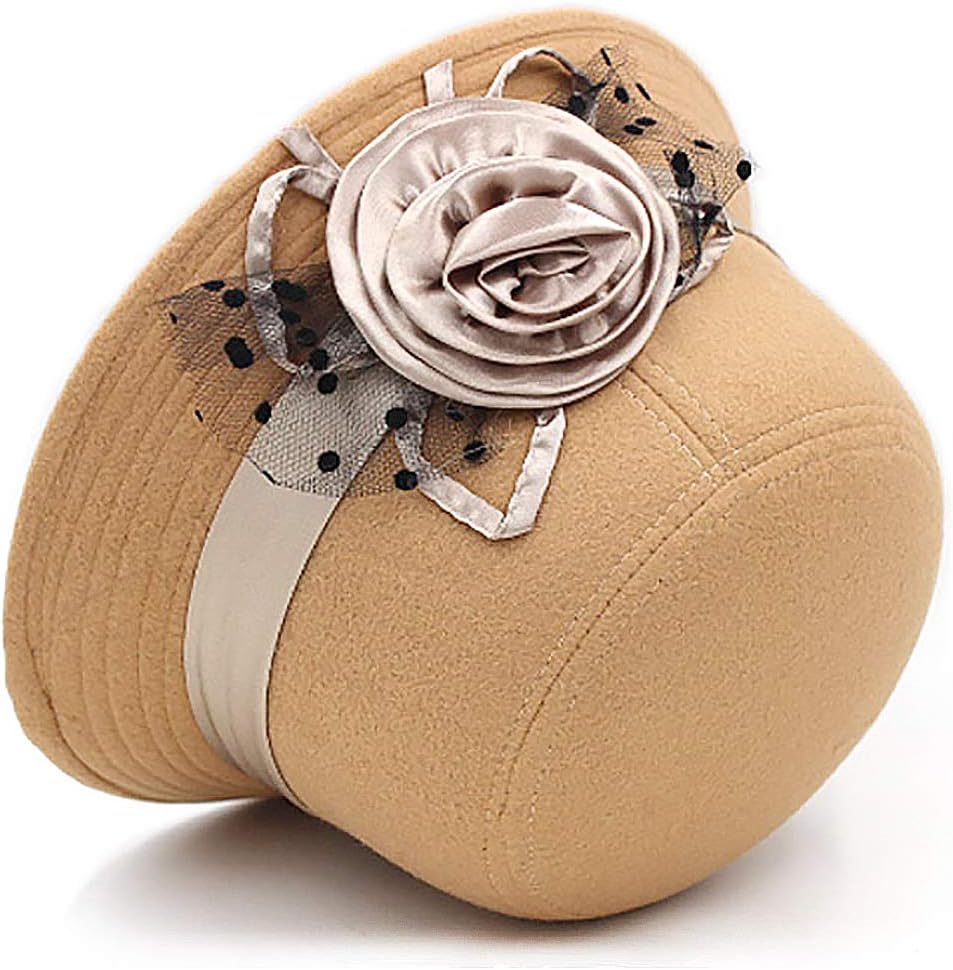 Glamorstar Vintage Felt Cloche Hat Winter Floral Fedora Bucket Hat Bowler Hats - Image 2