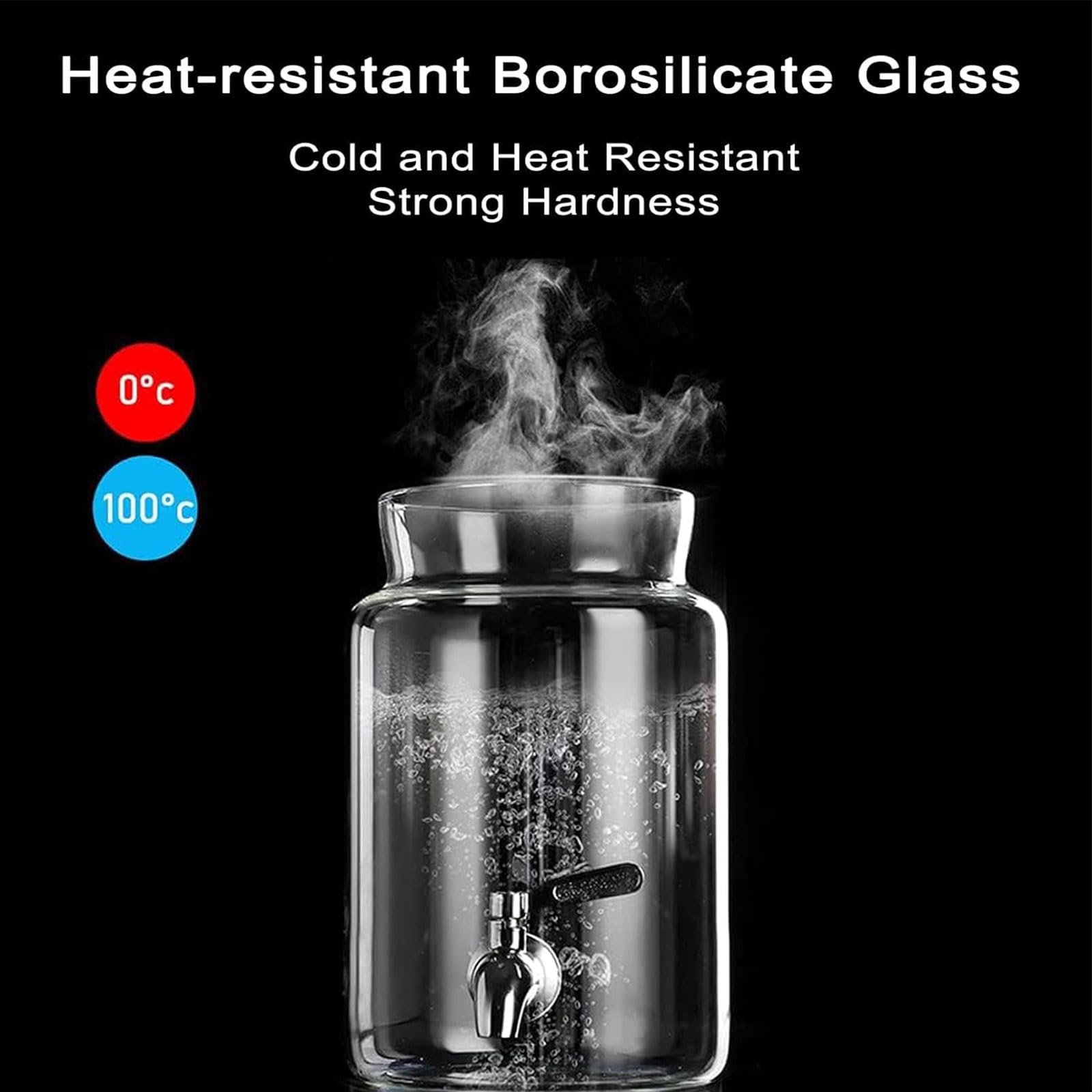 Dispensador de agua de vidrio con tapa de pie, dispensador de bebidas de cristal, jarra de cerveza de limonada de gran capacidad para oficina, camping, 2 l/3 l/4 l, dispensador de bebidas de 3 L