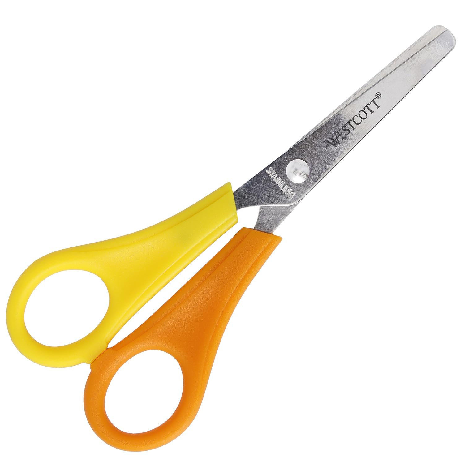 Westcott E-21593 00 Forbici bambini per mancini, 13 cm, punte arrotondate, scala 5 cm, rosso/giallo