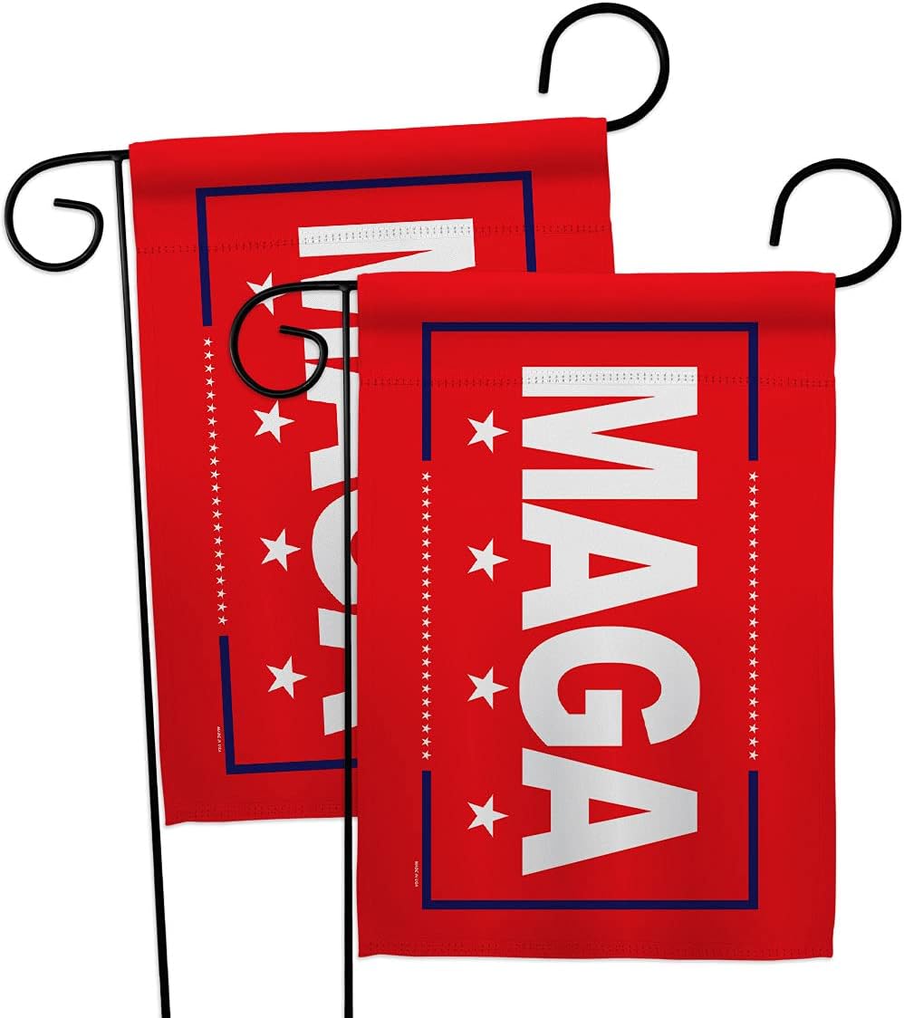 MAGA Garden Flag - 2pcs Pack Americana Political President Democrat Republican Tea Party United State American Election - House Decoration Banner Small Yard Gift Double-Sided Made in USA 13 X 18.5