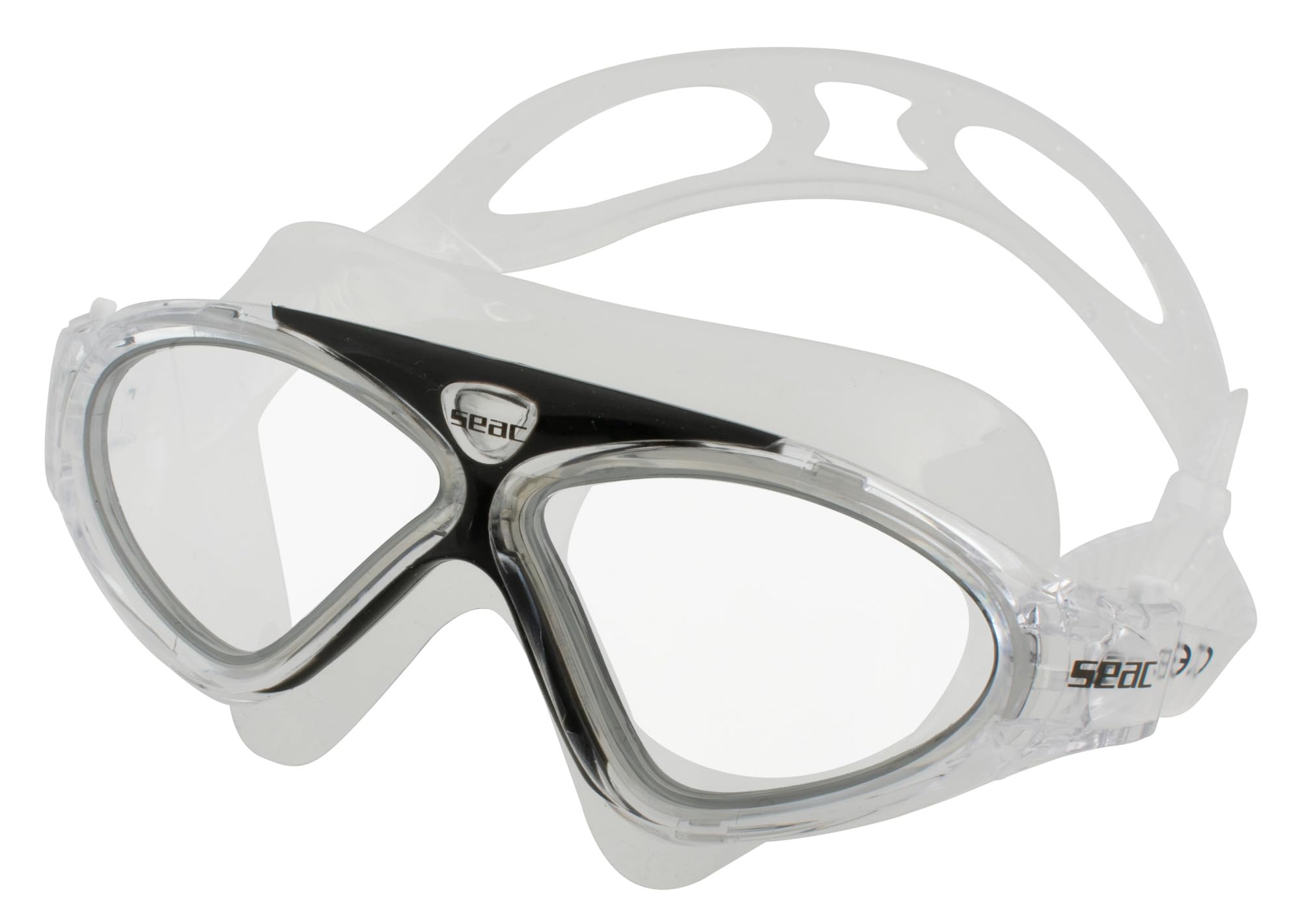 SEAC Vision HD, Unisex swimming goggles for pool and in sea, black/transparent