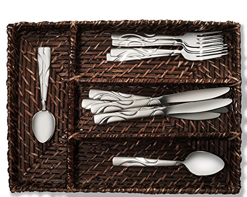 Francois et Mimi Bamboo/Rattan Multi-Compartment Flatware Cutlery Tray Holder