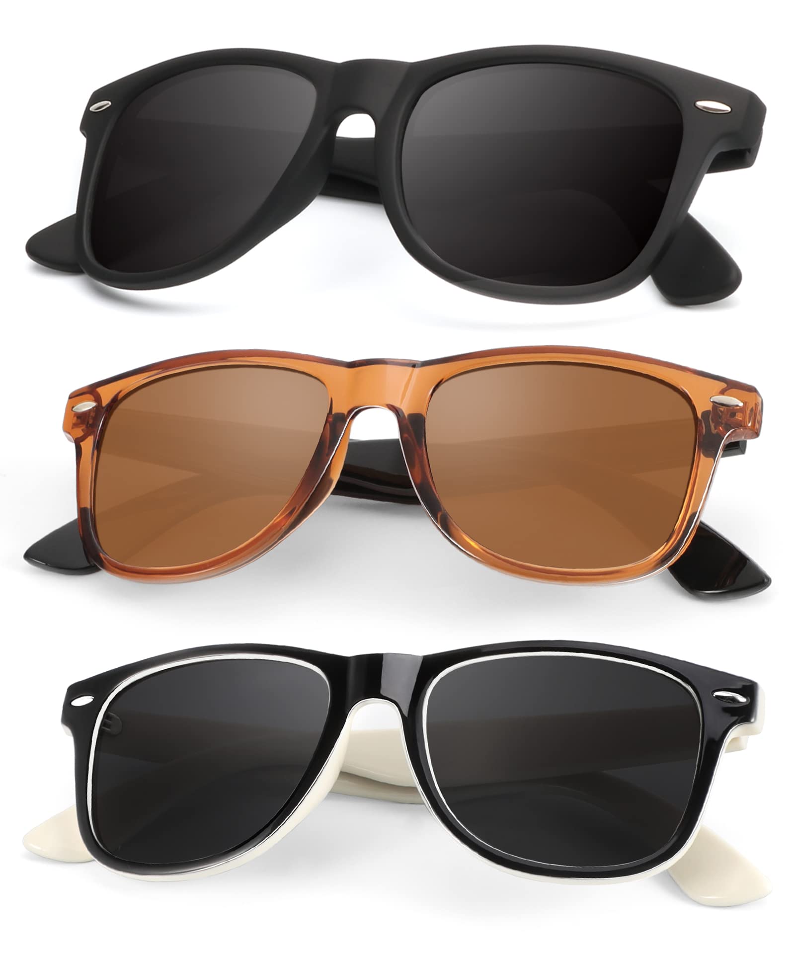 KALIYADI Polarized Sunglasses for Men and Women Matte Finish Sun glasses Color Mirror Lens UV Blocking (3 Pack) Global Recycled Standard Global Recycled Standard Global Recycled Standard