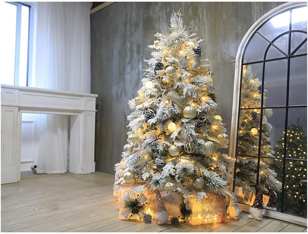 Amazon.co.jp: 大きな白いクリスマスツリー、装飾品付きの人工雪植毛