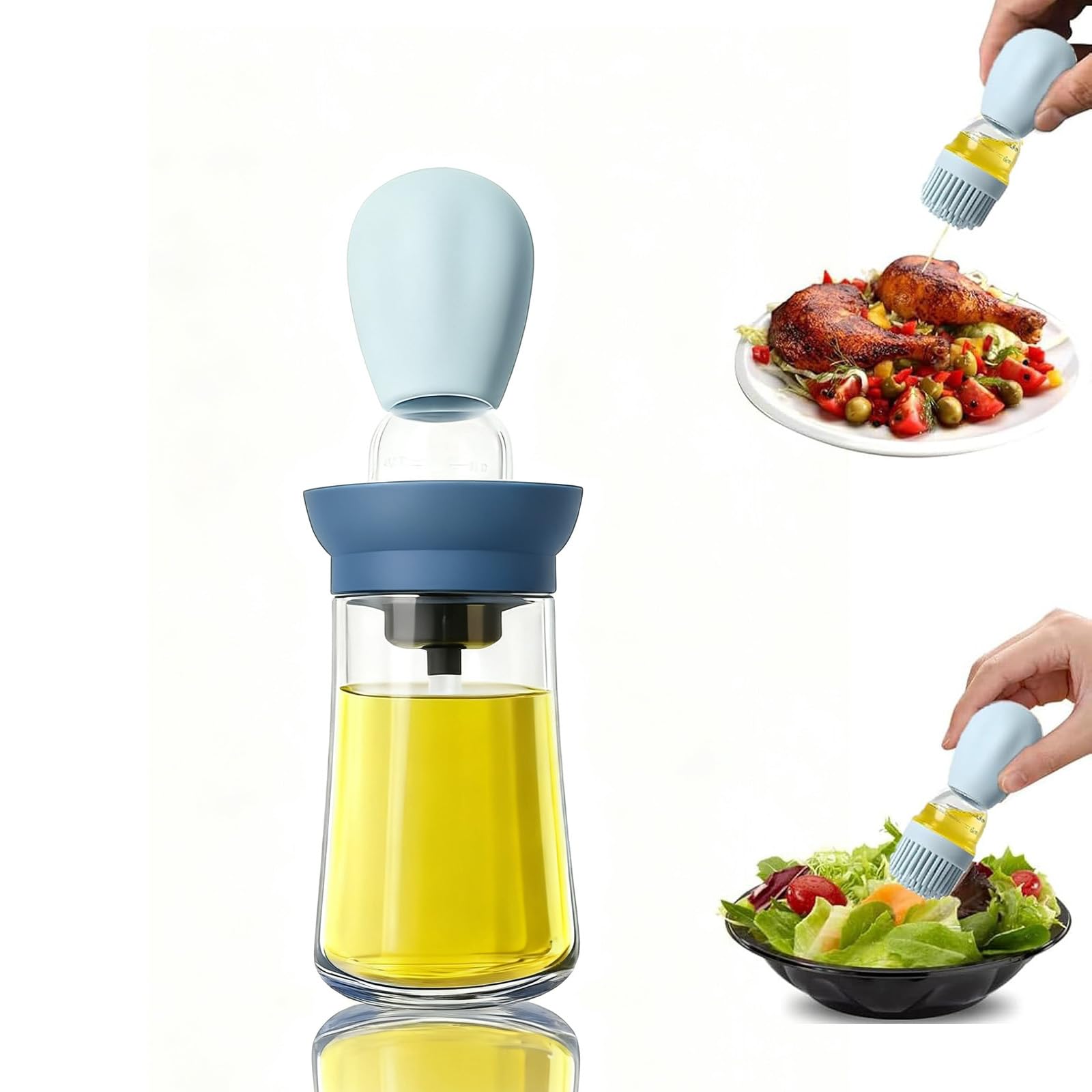 lrgnixs Cooking Oil Dispenser with Brush,2 In 1 Oil Dispenser Bottle for Kitchen,180ml Oil Brush Bottle for Baking BBQ Grilling Frying