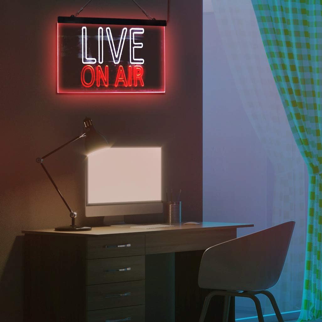 ADVPRO On Air Live Recording Studio Video Room Dual Color LED Neon Sign Blue & Red 16" x 12" st6s43-i3064-br