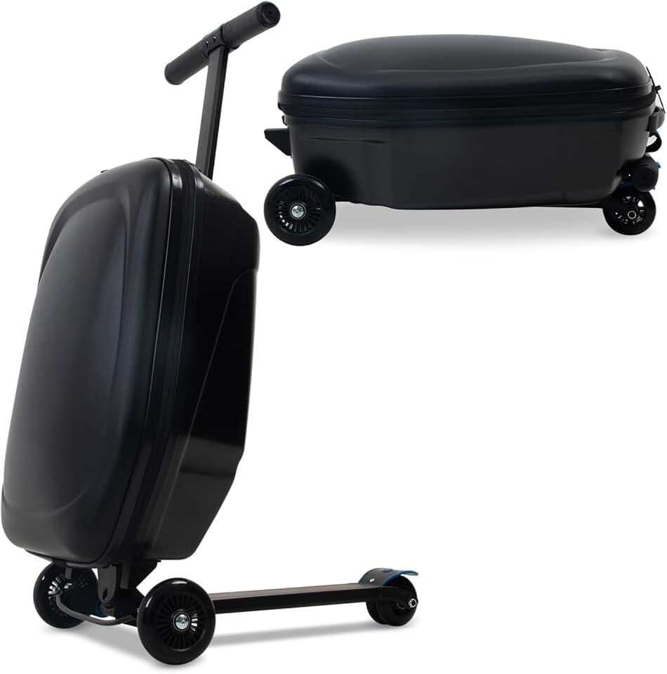 Bagagem De Scooter Para Crianças E Adultos, Mala De Mão Dobrável Com Rodas, Mala De Viagem Multifuncional Para Scooter (Preto)