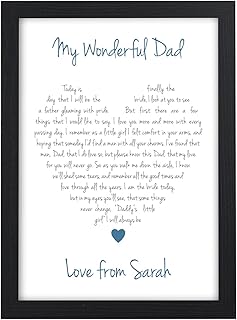 Personalised Love Heart Keepsake Poem Father of the Bride Dad Daddy Grandad Step Dad Thank You Gifts Favour - Thank You Presents for Brides Father - A5 A4 Framed Prints