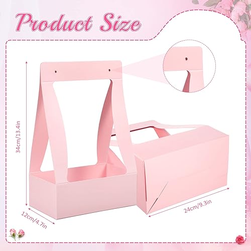 Miniatura 3 de Teling 12 cajas de flores para arreglos, bolsas de flores para ramos de flores, bolsa de regalo de flores de papel, portátil, impermeable, con asa,