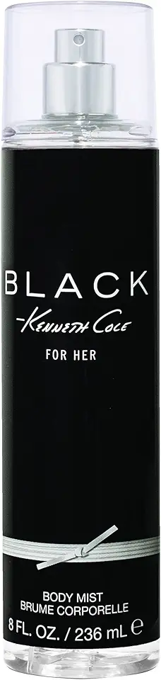 Kenneth Cole Black For Her Body Spray Mist for Women, Notes of Florals, Citrus, Sandalwood, and Musk, Feminine Scent, Everyday Wear Fragrance, 8 Fl Oz