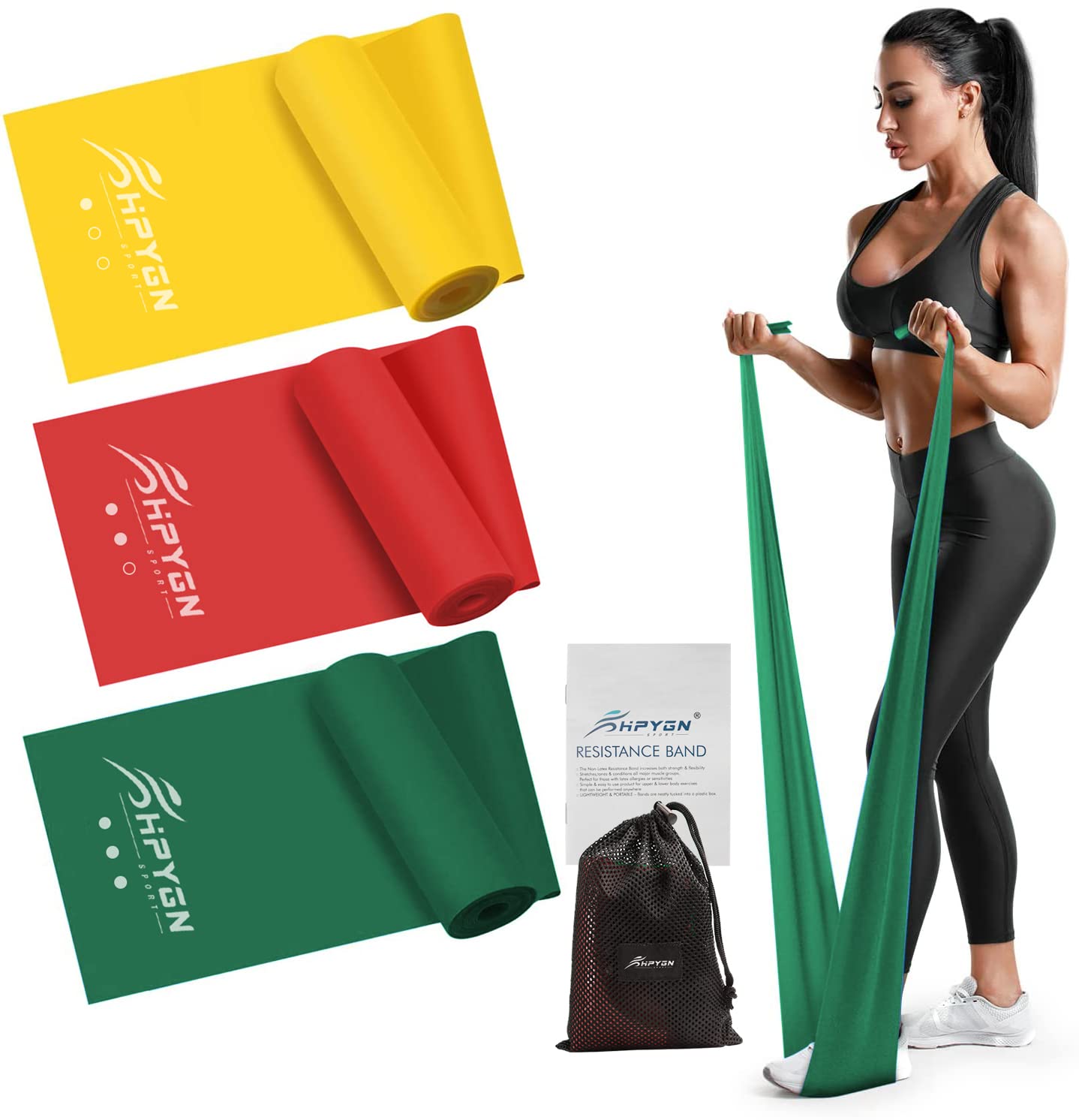Resistance Bands, Exercise Bands, Physical Therapy Bands for Strength Training, Yoga, Pilates, Stretch Elastic Band with Different Strengths, Workout Bands for Home Gym