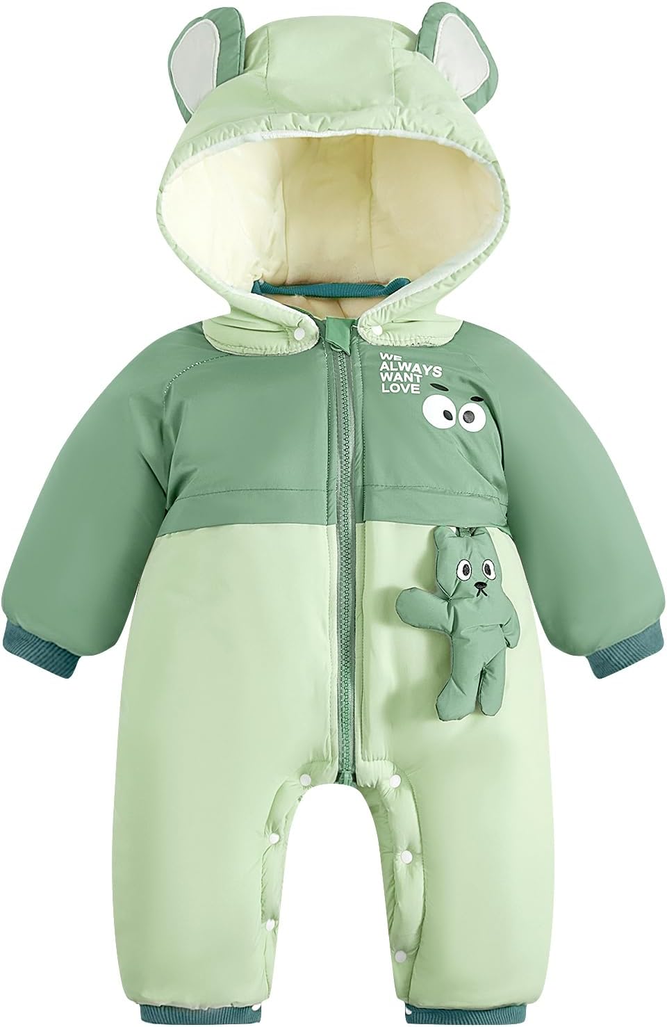JiAmy Infant Snowsuit Toddler Baby Winter Clothes with Zippers Detachable Hat Warm Baby Girl Boy Coat