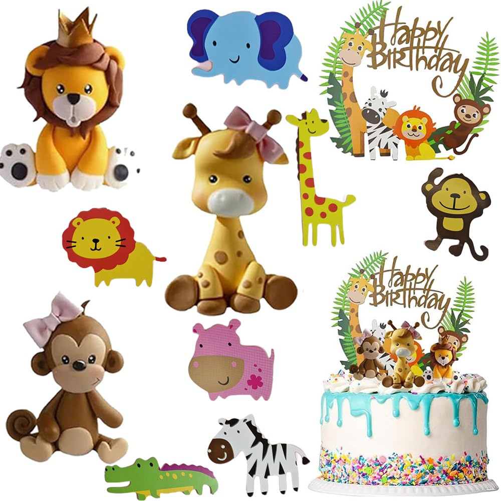 Lot De 31 Jungle Gâteau Animal, Décoration De Gâteau, Décorations De Gâteaux Animaux, Décorations Pour Cupcakes En Forme De Jungle, Gâteau Anniversaire Fête D'anniversaire Enfants