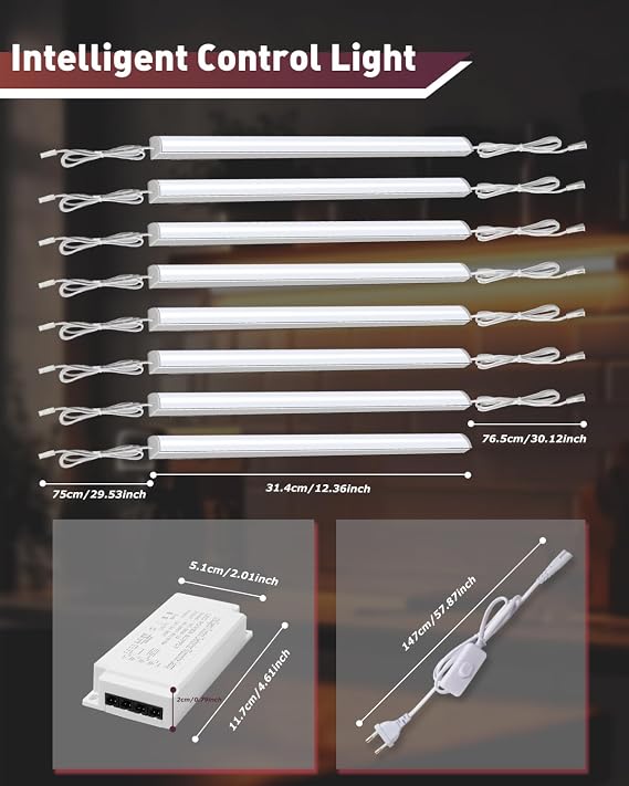 Cefrank Under Cabinet LED Lighting Kit, 8-Pack 12 Inch V-Shape Light Bars