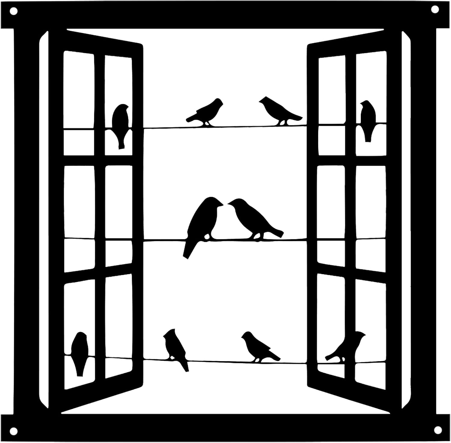 Amazon.com: RESACO Windows and Birds Metal Wall Art Window Frame with ...