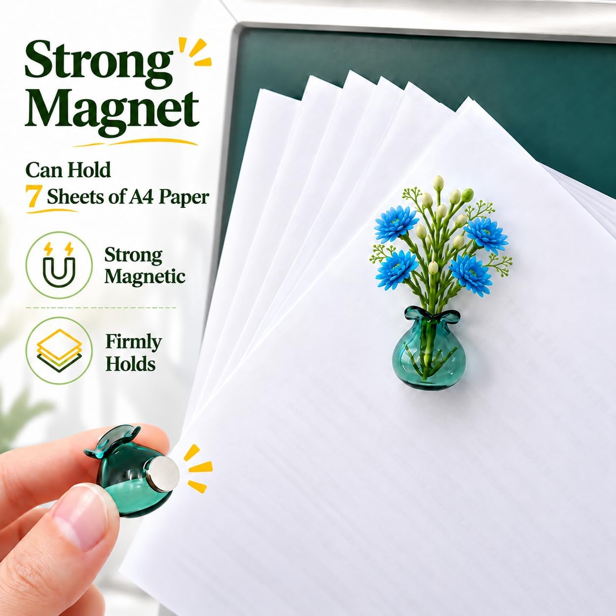 Mini Vase Magnets for Fridge, 10pack Cute Tiny Magnetic Glass Vases Refrigerator Accessories, Real Flowers Pot Magnet, Funny Aesthetic Plant Pot Locker Office Kitchen Decoration, Small Magnet Bud