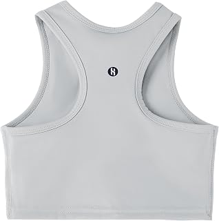 Girls Sports Bra Racerback Crop Tank Top for Kids High Neck Sleeveless Athletic Dance Top Teen 3-12Y