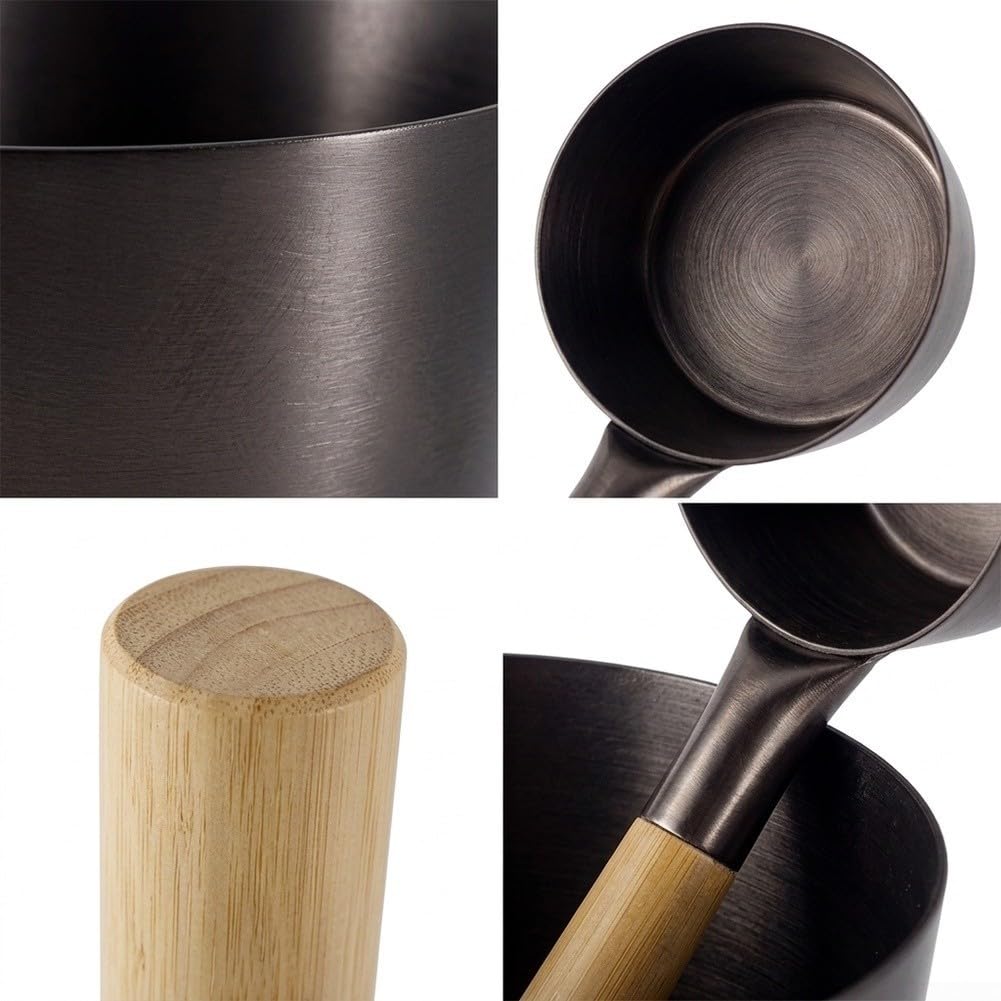 Premium 5 Liter Sauna-Eimer und Schaufel-Set aus robustem Aluminium für finnische Saunen – hitzebeständiges Dampfbadgetriebe 28 x 28 x 35 cm (5 l Silber)