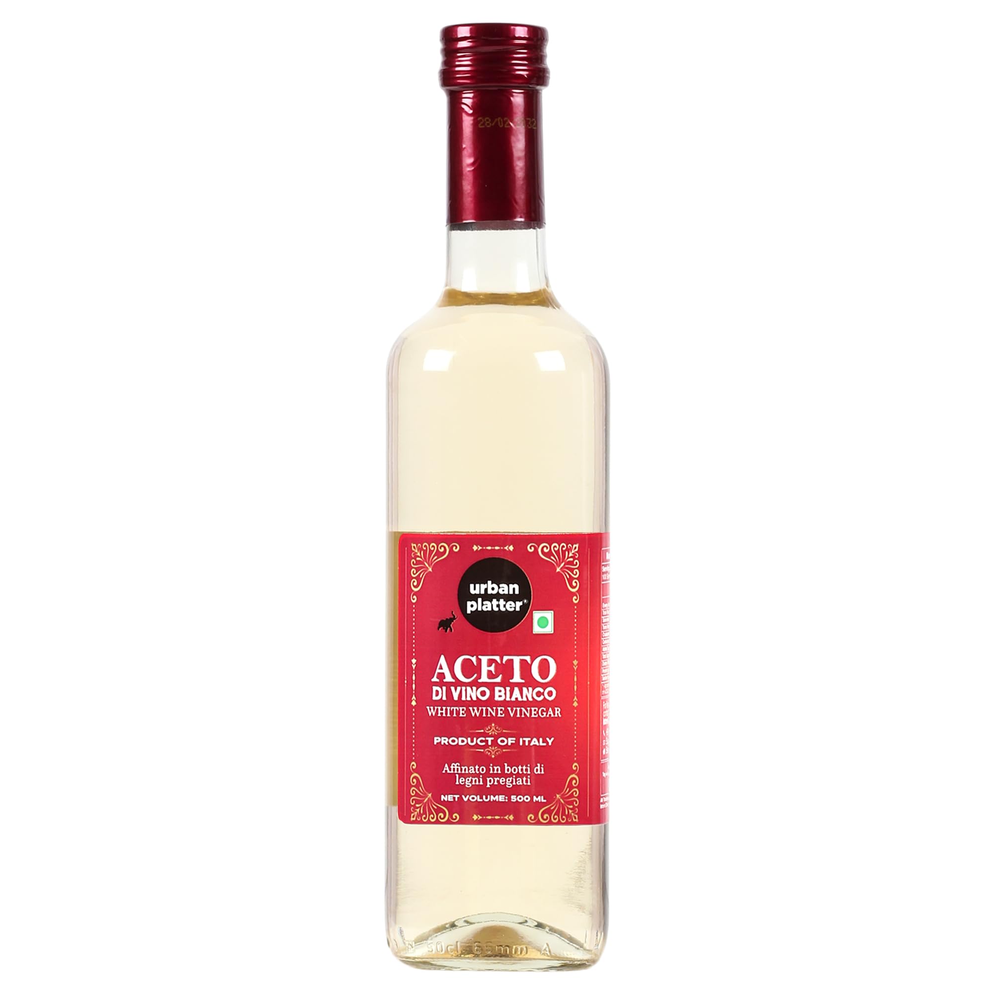 Aceto DI Vino Bianco White Wine Vinegar, 500ml (Product of Italy, Perfect for Salads, 6% Acidity, Use for Dressing Salads, Making sauces, Making Spreads and Season proteins)