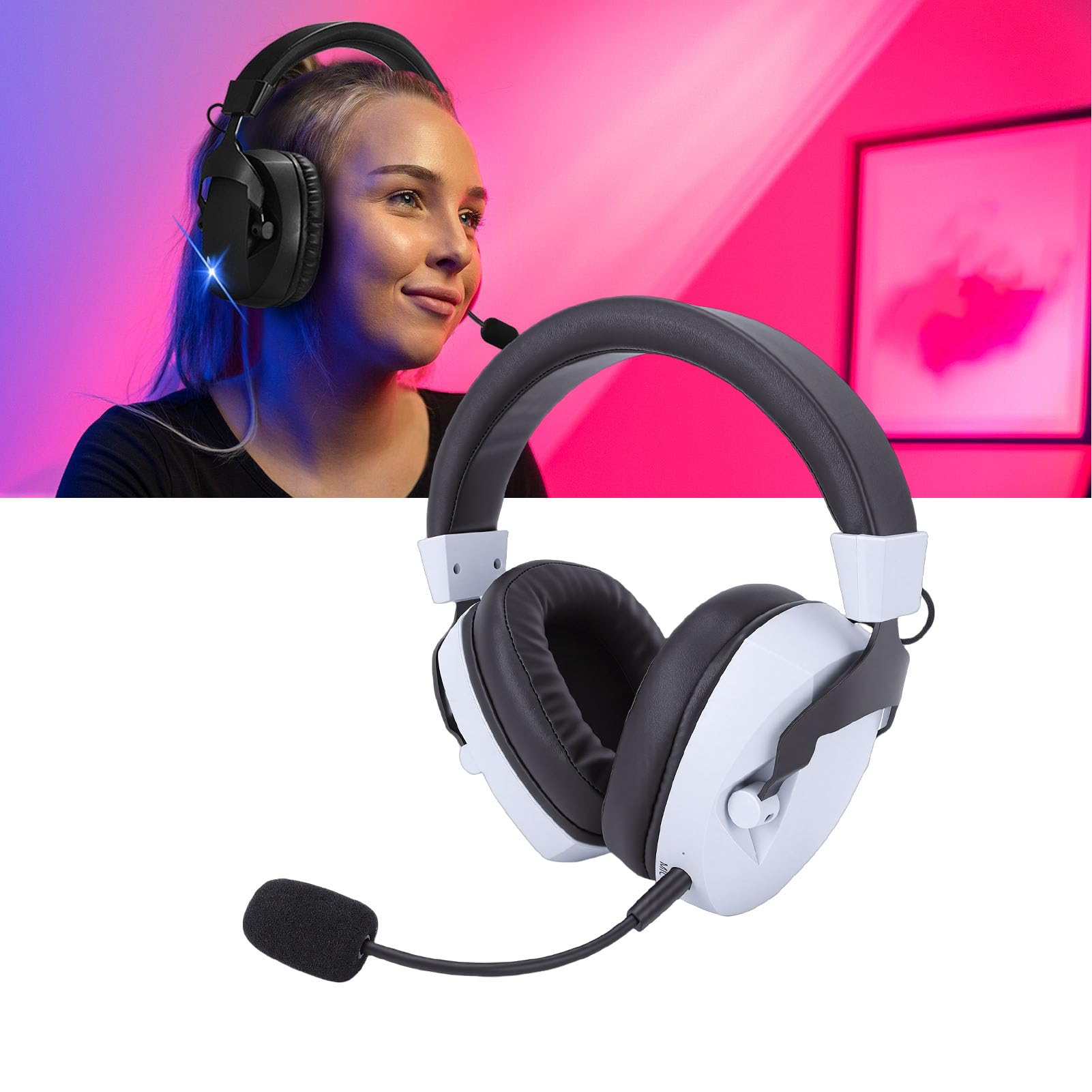 Cryfokt Cuffie da Gioco Wireless con Illuminazione RGB con Cancellazione del Rumore Surround 7.1 per PC e Laptop Materiale ABS (#2)
