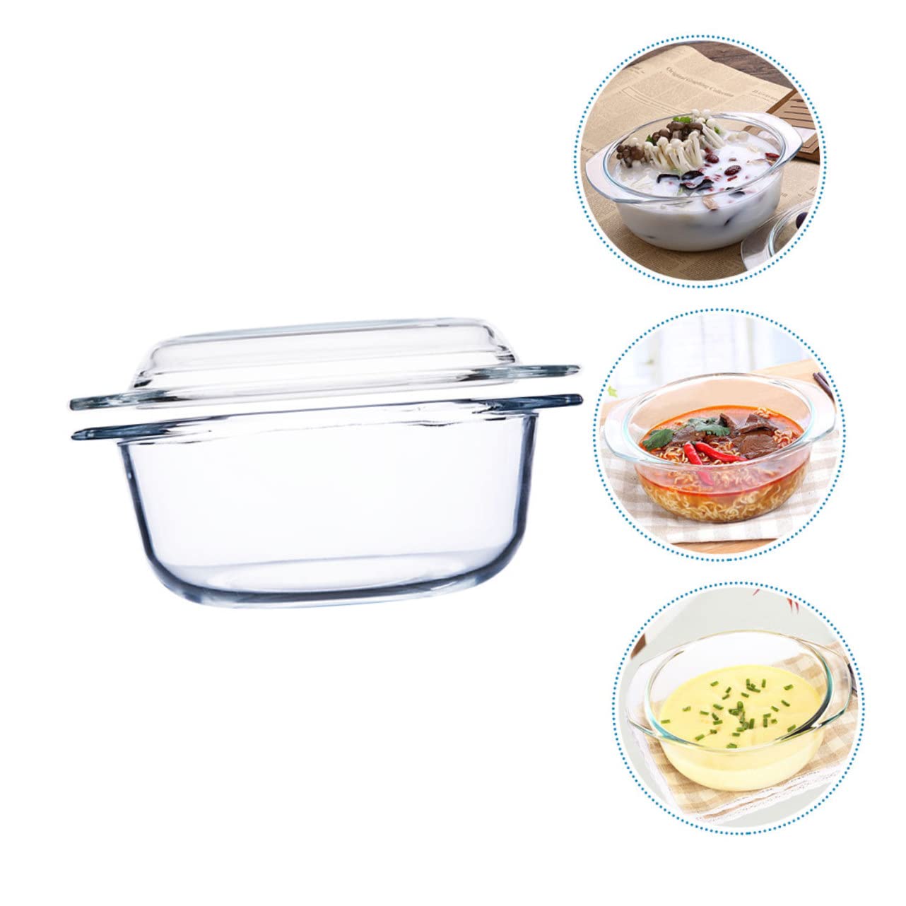 Cabilock 1l Mikrowellengeeignete Glasschüssel mit Deckel aus Gehärtetem Glas Hitzebeständig und Leicht zu Reinigen als Ofenglas Suppenschüssel für Küche