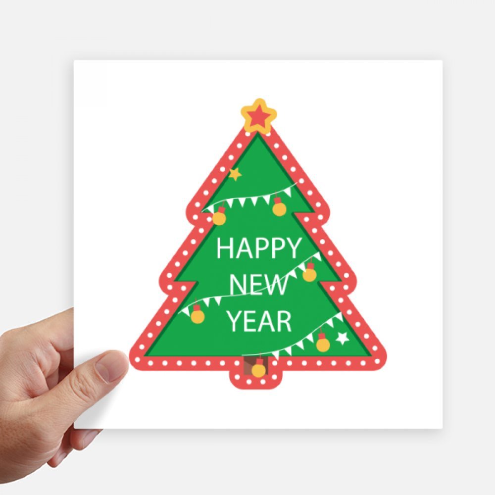 Autocollant Joyeux Noël Arbre sticker carré 20 cm mur ordinateur
