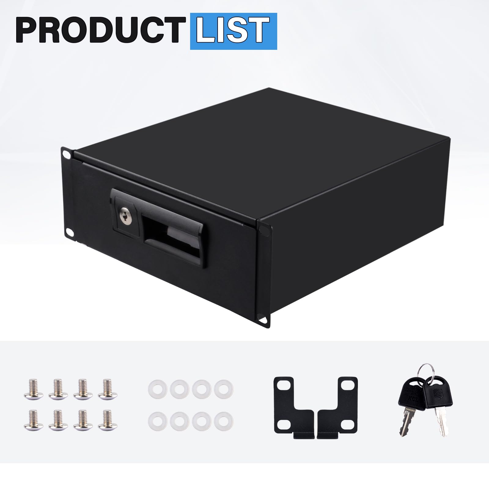 GeeekPi Cajón con cerradura de montaje en rack 2U, caja de gabinete de servidor de 10 pulgadas para gabinete de servidor DeskPi RackMate T2