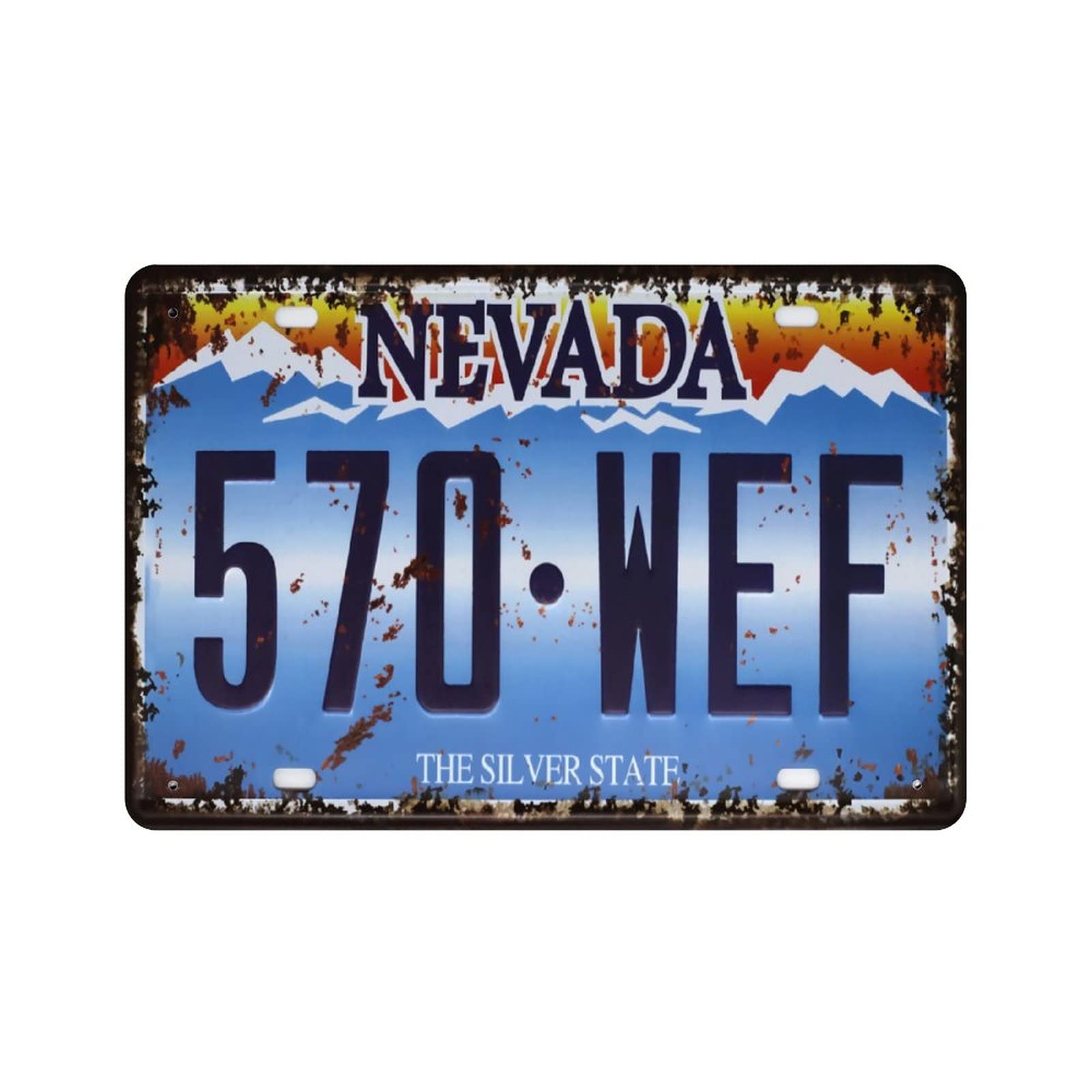 KEYGAMER NEVADA The Silver State 570-WEF, Vintage Metal Tin Sign Auto License Plate