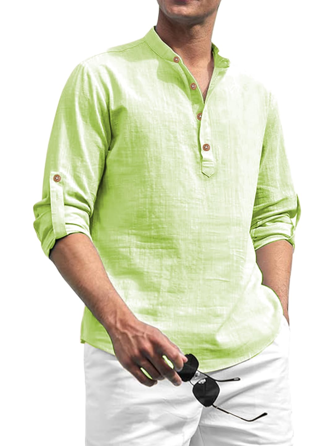 vida loca Cotton Blend Solid Casual Slim Fit Mandarin/Chinese Collor Short Kurta for Men (KRTBTN41)-picture-34