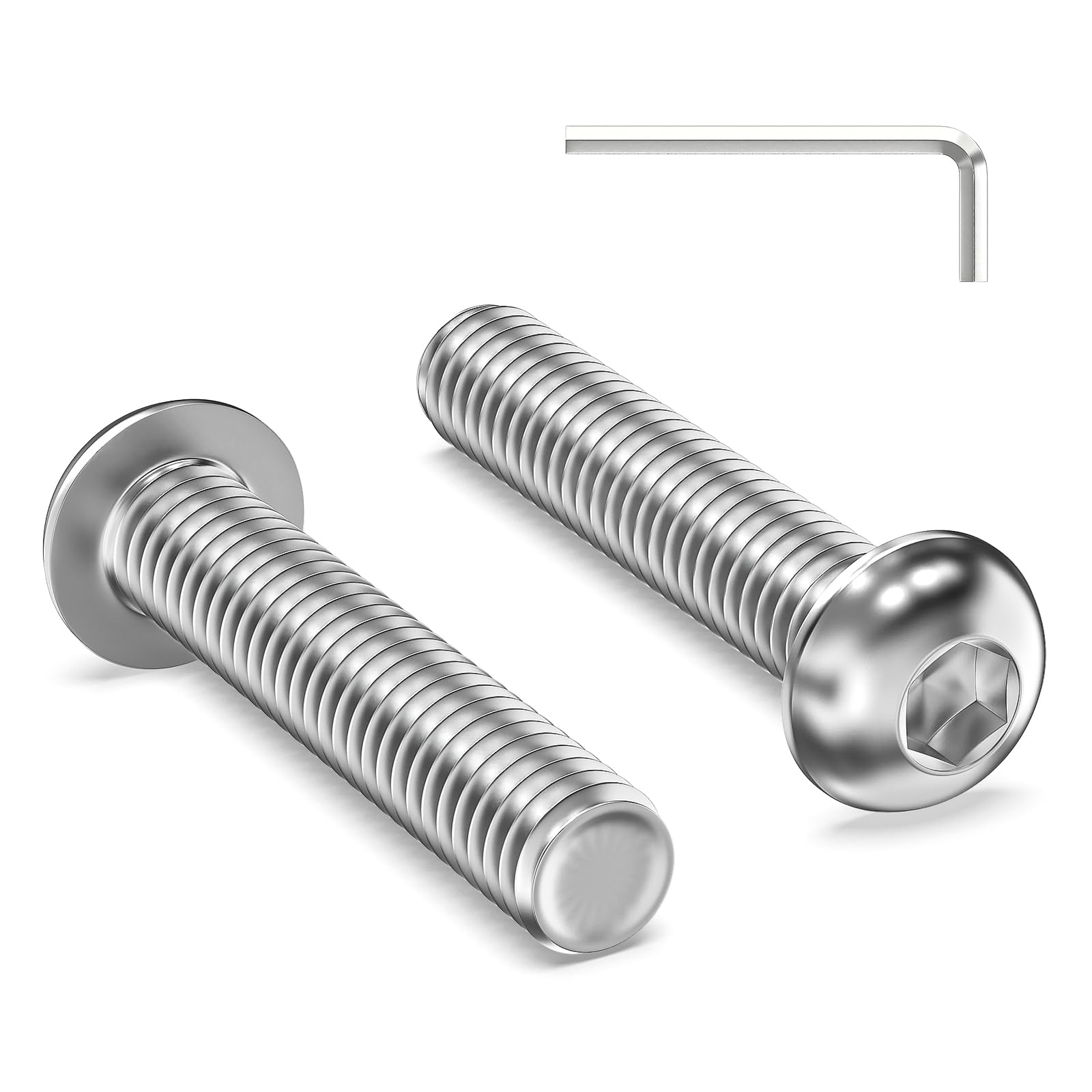 Valorada 30Pcs M6 Bolts, M6 x 30mm Button Head Socket Cap Bolts Screws, 304 Stainless Steel, Allen Hex Drive, Bright Finish, Fully Machine Thread with Allen Key