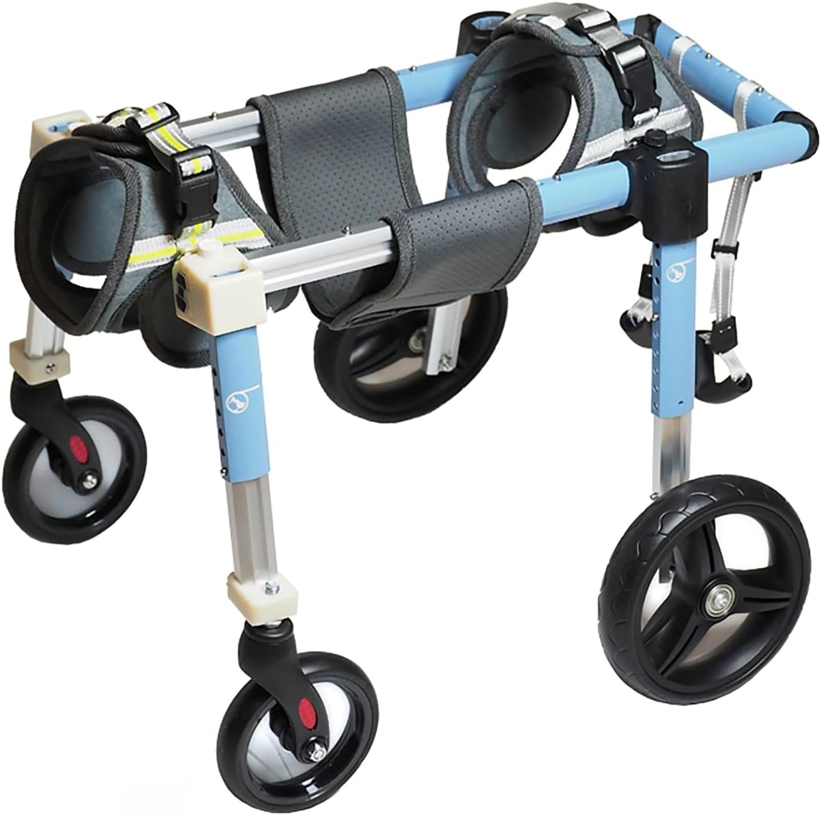 Sedia a rotelle per cani, 4 ruote regolabili, carrello di supporto completo per gambe anteriori e posteriori, leggero aiuto per la mobilità per animali domestici disabili di medie e grandi dimensioni