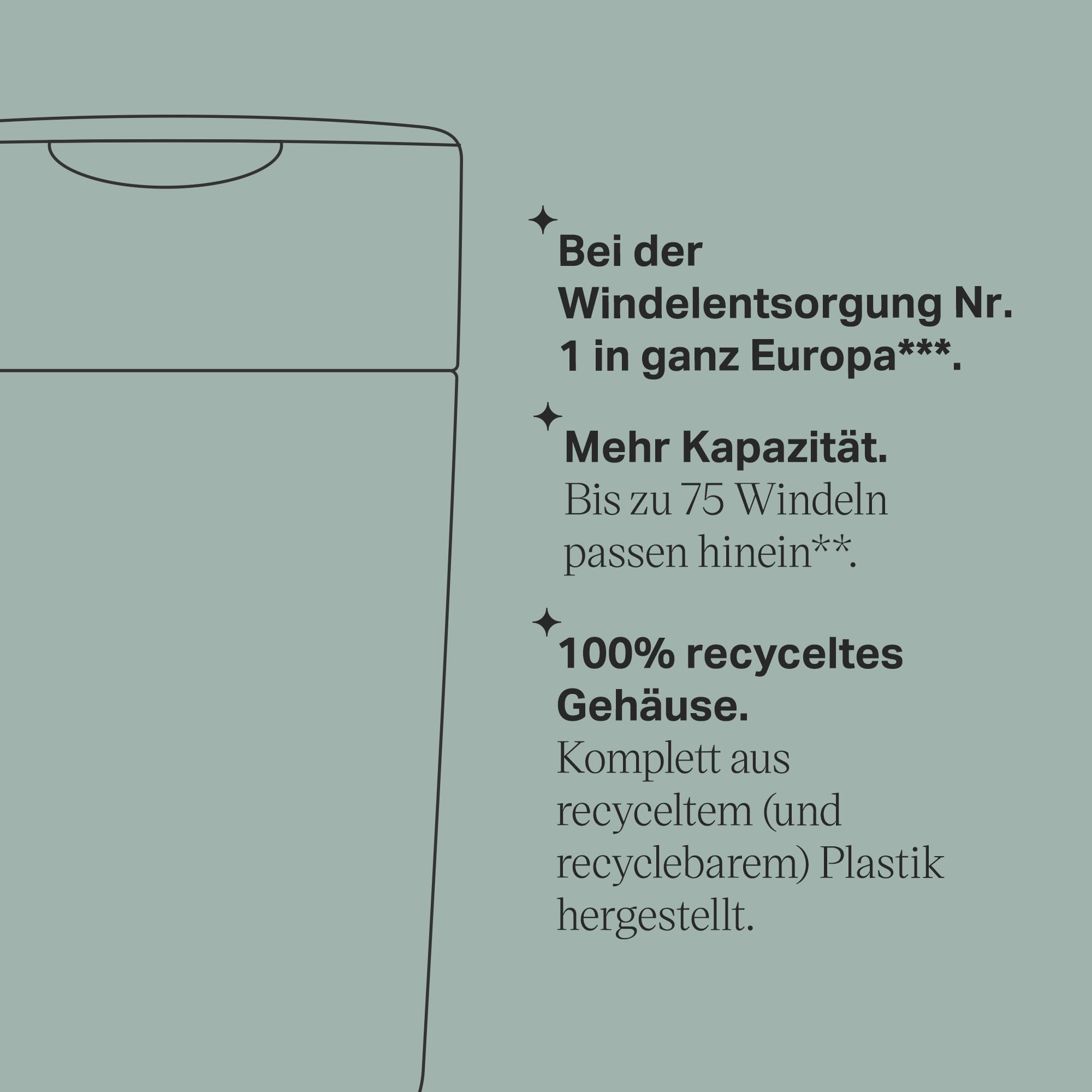 Tommee Tippee Twist & Click Windeleimer XL, Fasst bis zu 60 Windeln, Umweltfreundlicheres System mit 1 Nachfüllkassette mit Nachhaltig Bezogener Antibakterieller Greenfilm-Folie