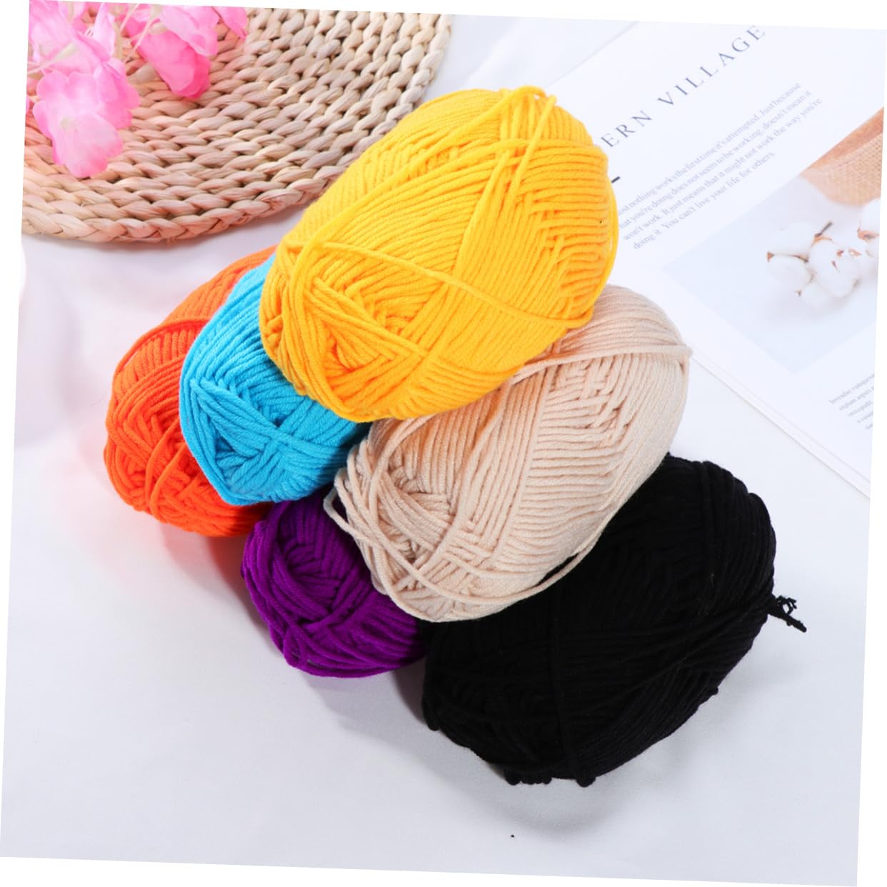 Artibetter Filato Di Cotone Al Latte 12 Pezzi Per Uncinetto e Maglieria, Filato Caldo e Morbido Per Cappelli e Sciarpe, Set Filo Cotone Per Lavori a Mano e Fai Da Te, Lavabile in Lavatrice