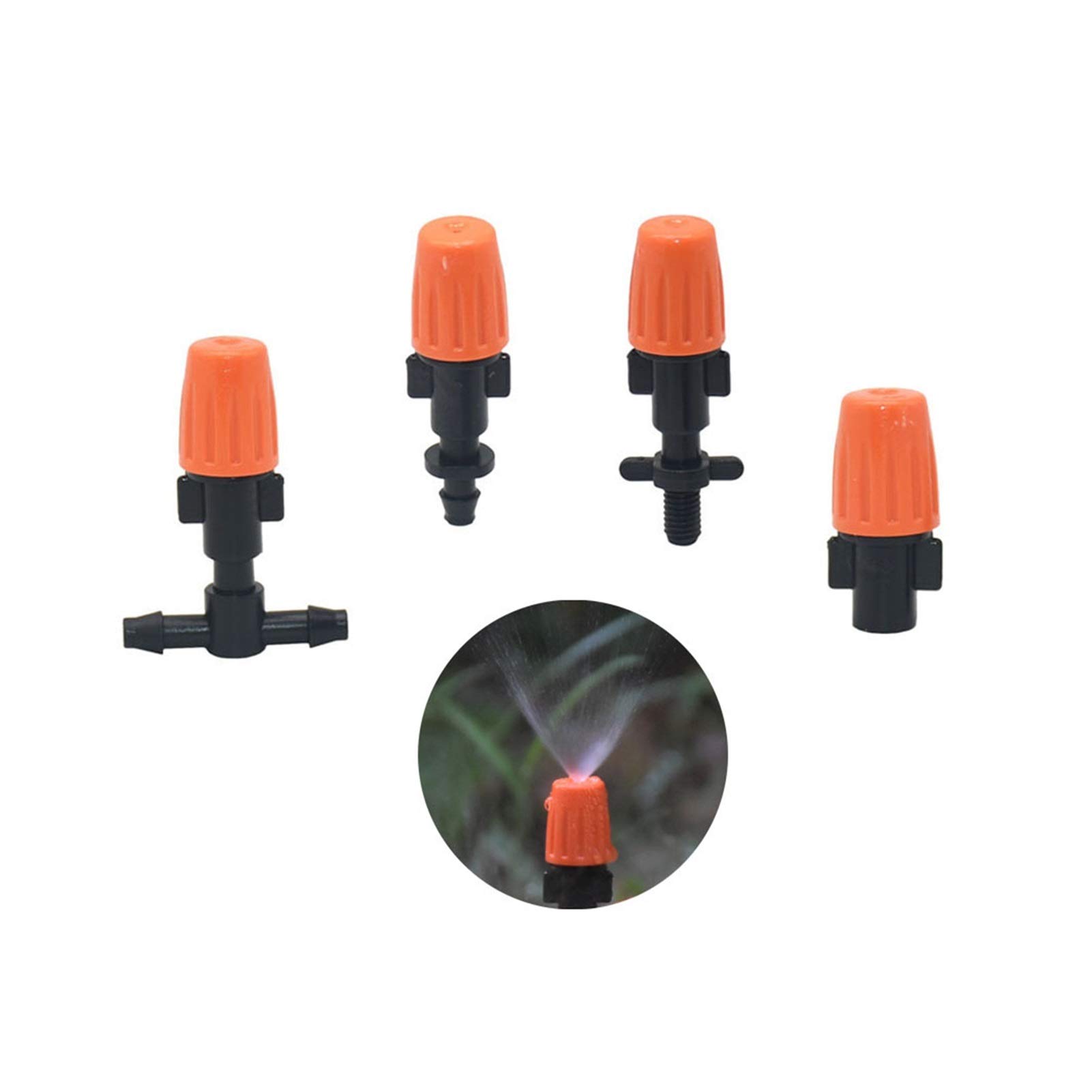 Irrigation sprinkler， 20 Orange Adjustable Garden Drip Irrigation Atomization Nozzles, Micro-Flow Head Dripper(Onecolor)