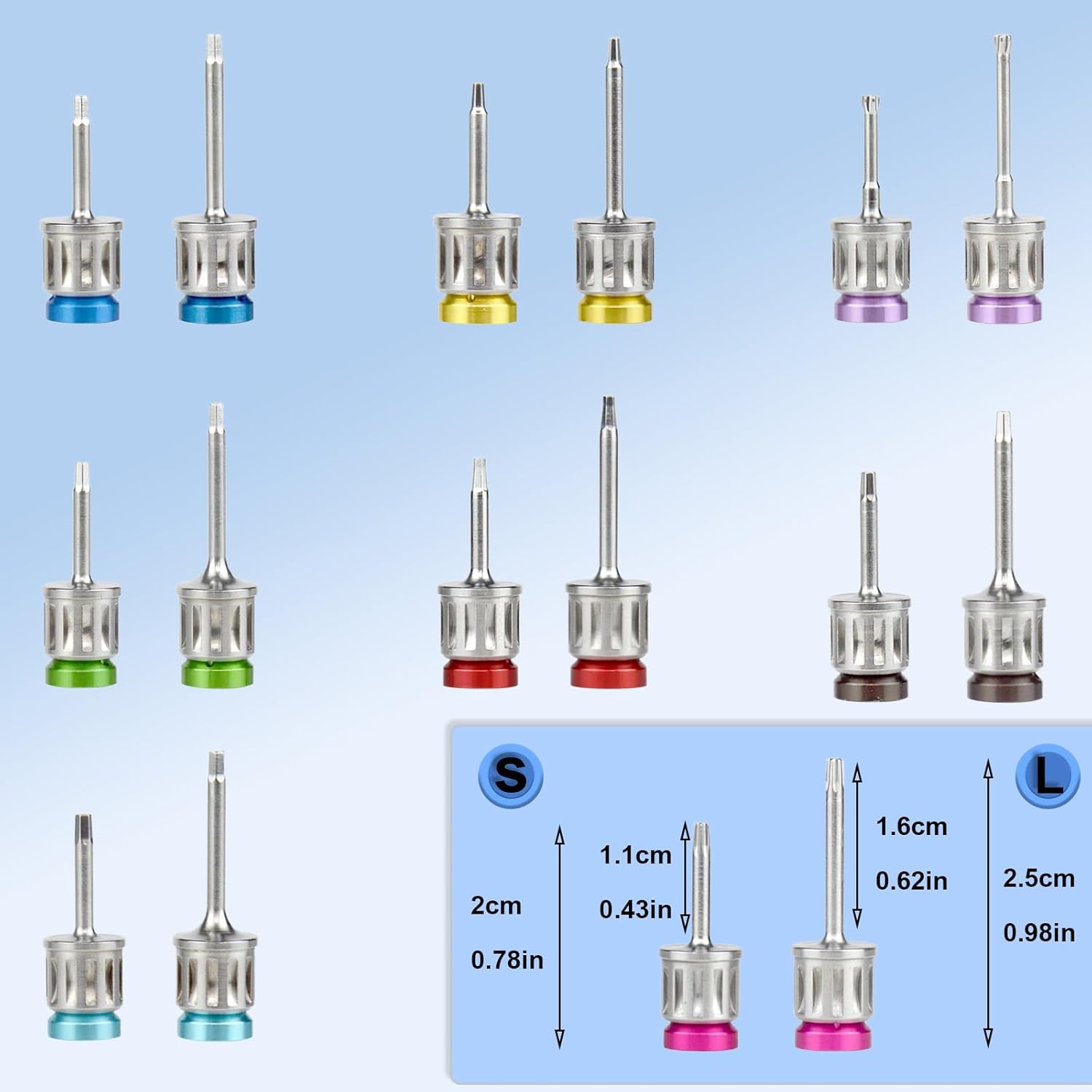 Dental Implant Torque Wrench Set, Implant Prosthetic Kit Long and Short,16pcs Dental Implant Restoration Screwdriver Kit, with Adjustable Secure/Disassemble Torque Wrench(10-70Ncm)