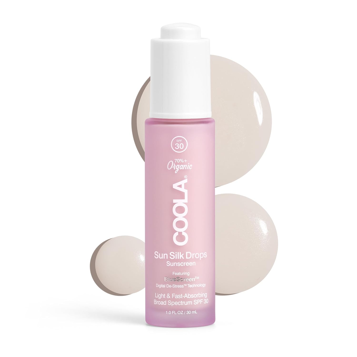 COOLA Organic Sun Silk Drops and Face Moisturizer with SPF 30, Dermatologist Tested Sunscreen with Plant-Derived BlueScreen Digital De-Stress Technology, 1 Fl Oz