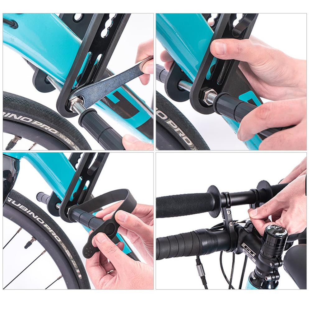 Siège avant et poignée de vélo absorbant les chocs pour enfants - Design en métal et caoutchouc - Accessoire de cyclisme en plein air - Assemblage facile - Noir