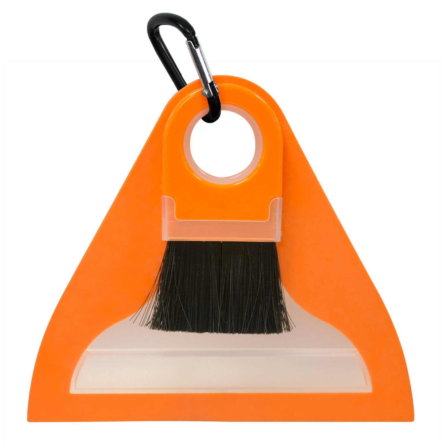USTFlexWare Compact Sweep Set with Brush, Dust Pan and Carabiner for Cleaning Small Messes at the Campsite, Picnic or Other Outdoor Activities, Orange