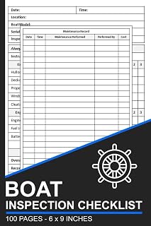 Boat Inspection Checklist: Pre-Departure Inspection Book For Boat Owners and Captains | Boat Safety and Maintenance Checklist