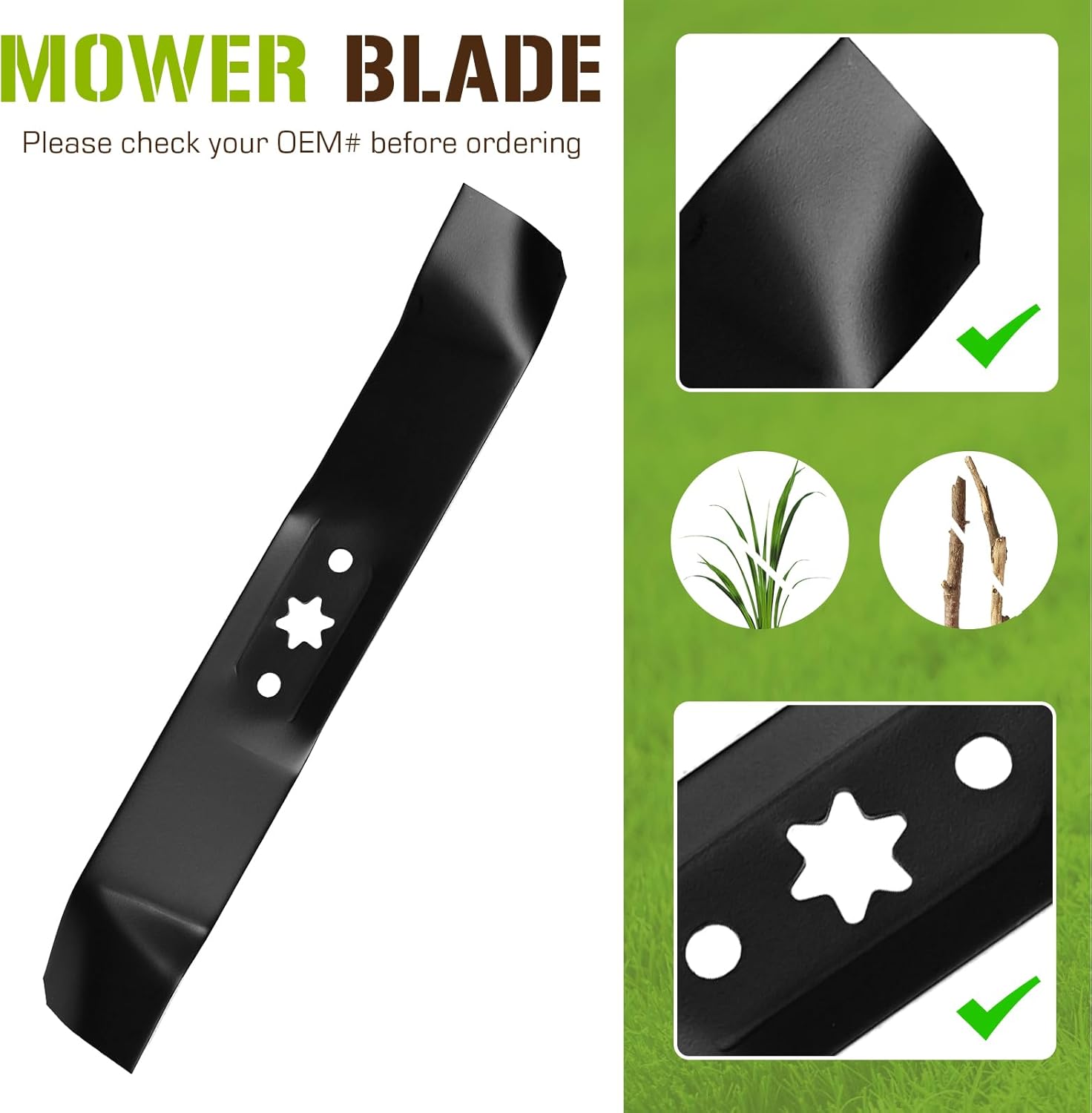 942-0611A 942-0612A Mulching Mower Blades for Cub Cadet 46" Deck LT1045 LT1046 for Troy Bilt GTX2446 LTX2146 46 Inch Deck Riding Mower Lawn Tractor Replace 742-0611A 742-0612A 3-IN-1 Blades 3 Pack