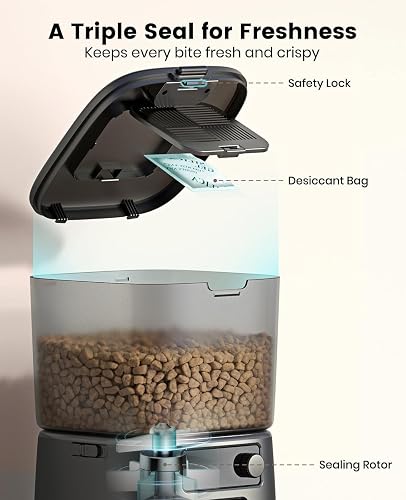 oneisall 3.5L Alimentatore Automatico per gatti, controllo APP | intelligente 2.4G WiFi, 1-10 pasti al giorno, Distributore di cibo per gatto/cane, con ciotola in acciaio inox - 4