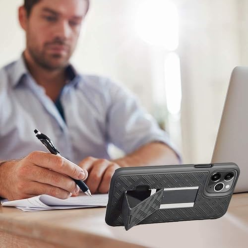 Miniatura 7 de Aduro Combo de funda y funda para iPhone 11 Pro Max, carcasa delgada y funda giratoria con clip para cinturón, con soporte integrado para iPhone de